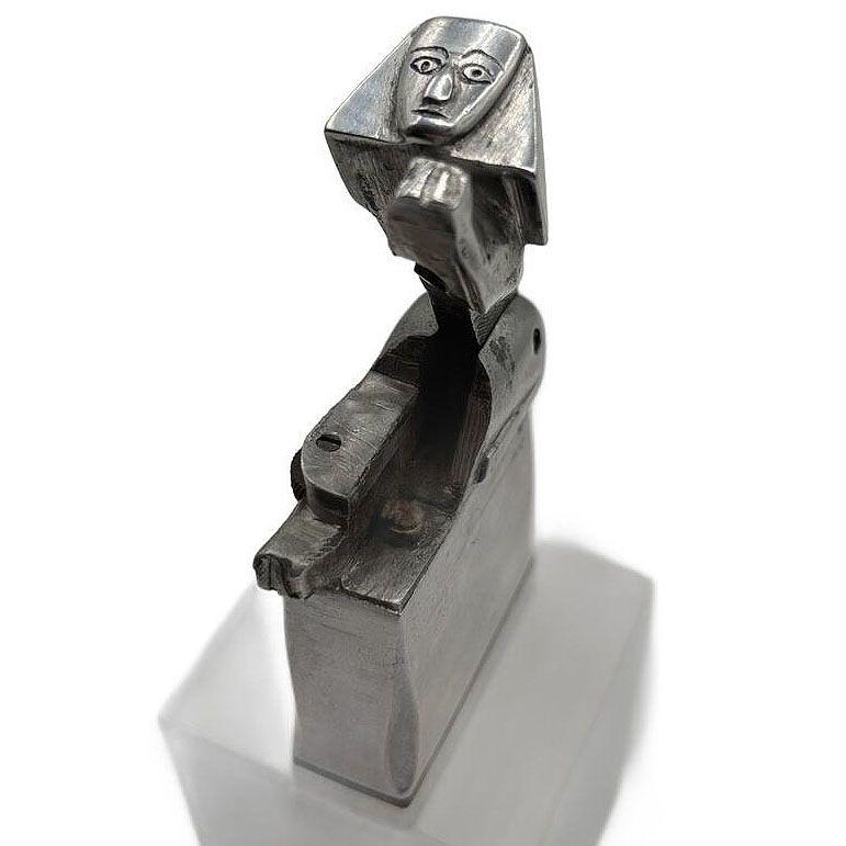 Hand Made Bespoke Silver Art Deco Sphinx Lift Arm Feuerzeug w / Geometrische Inlay im Angebot 3