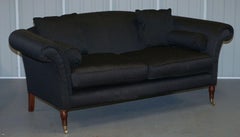 HAND MADE BLACK & SiLVER UPHOLSTERED SOFA LIGHT HARDWOOD FRAME ONE OF TWO PIECES