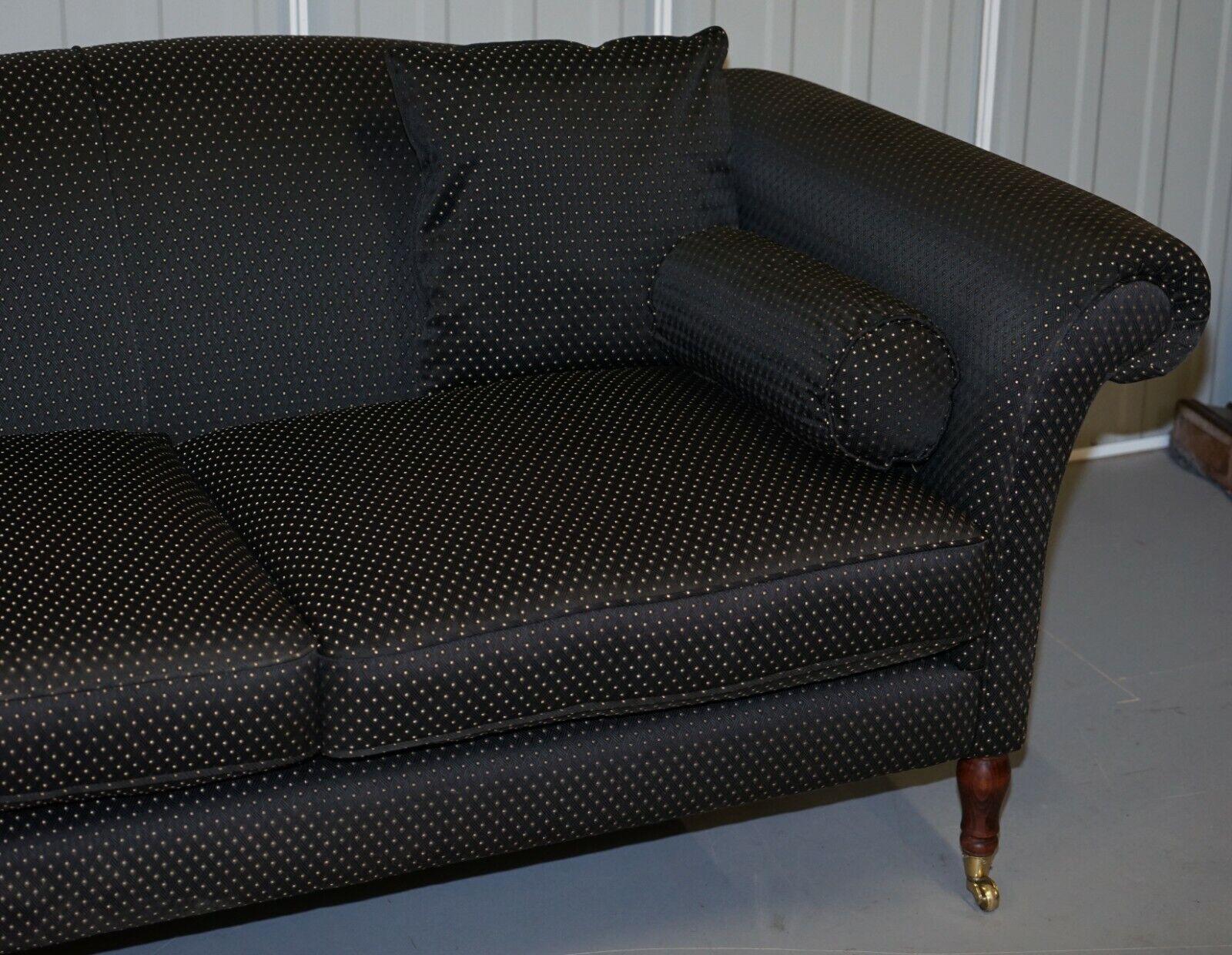 Hand-Crafted HAND MADE BLACK & SiLVER UPHOLSTERED SOFA LIGHT HARDWOOD FRAME ONE OF TWO PIECES For Sale