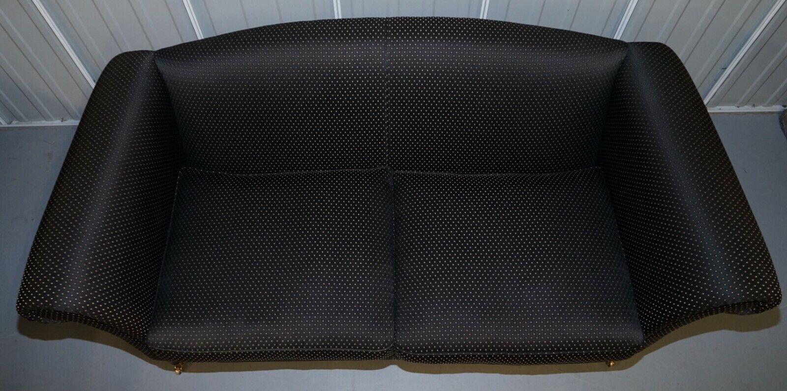 Upholstery HAND MADE BLACK & SiLVER UPHOLSTERED SOFA LIGHT HARDWOOD FRAME ONE OF TWO PIECES For Sale