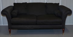 Handmade Black & Silver Upholstered Sofa Light Hardwood Frame One of Two Pieces