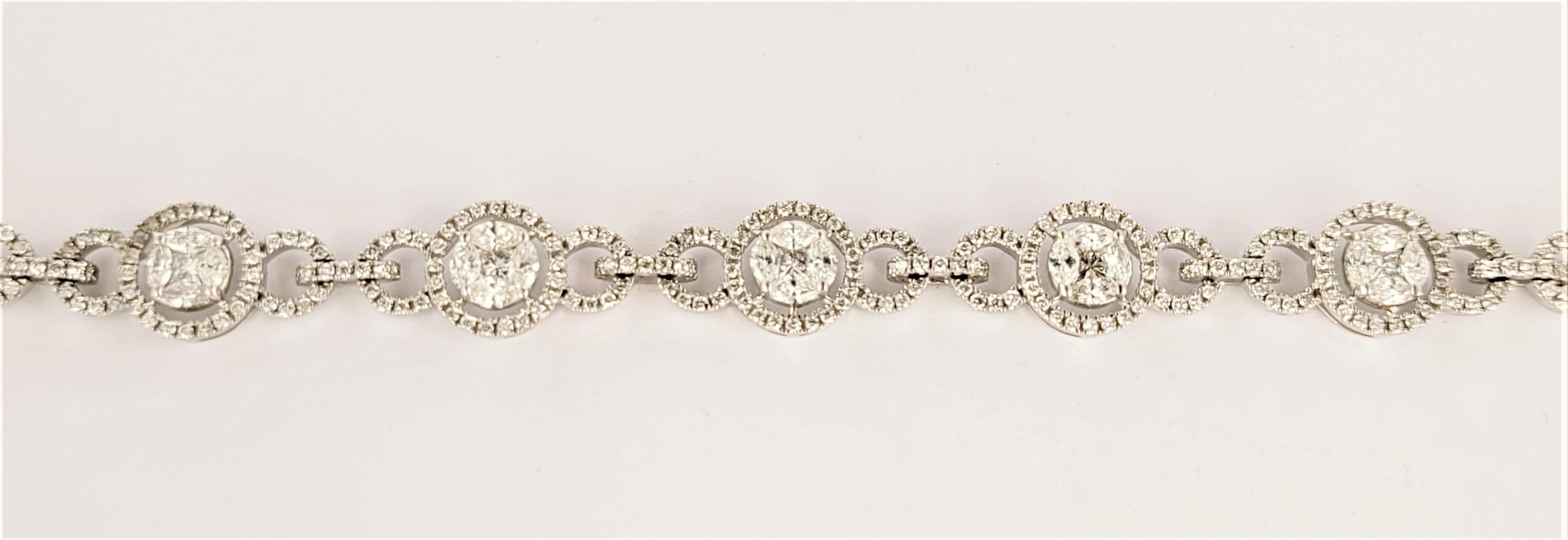 Women's Hand Made Bracelet in 14K White Gold with Diamonds For Sale