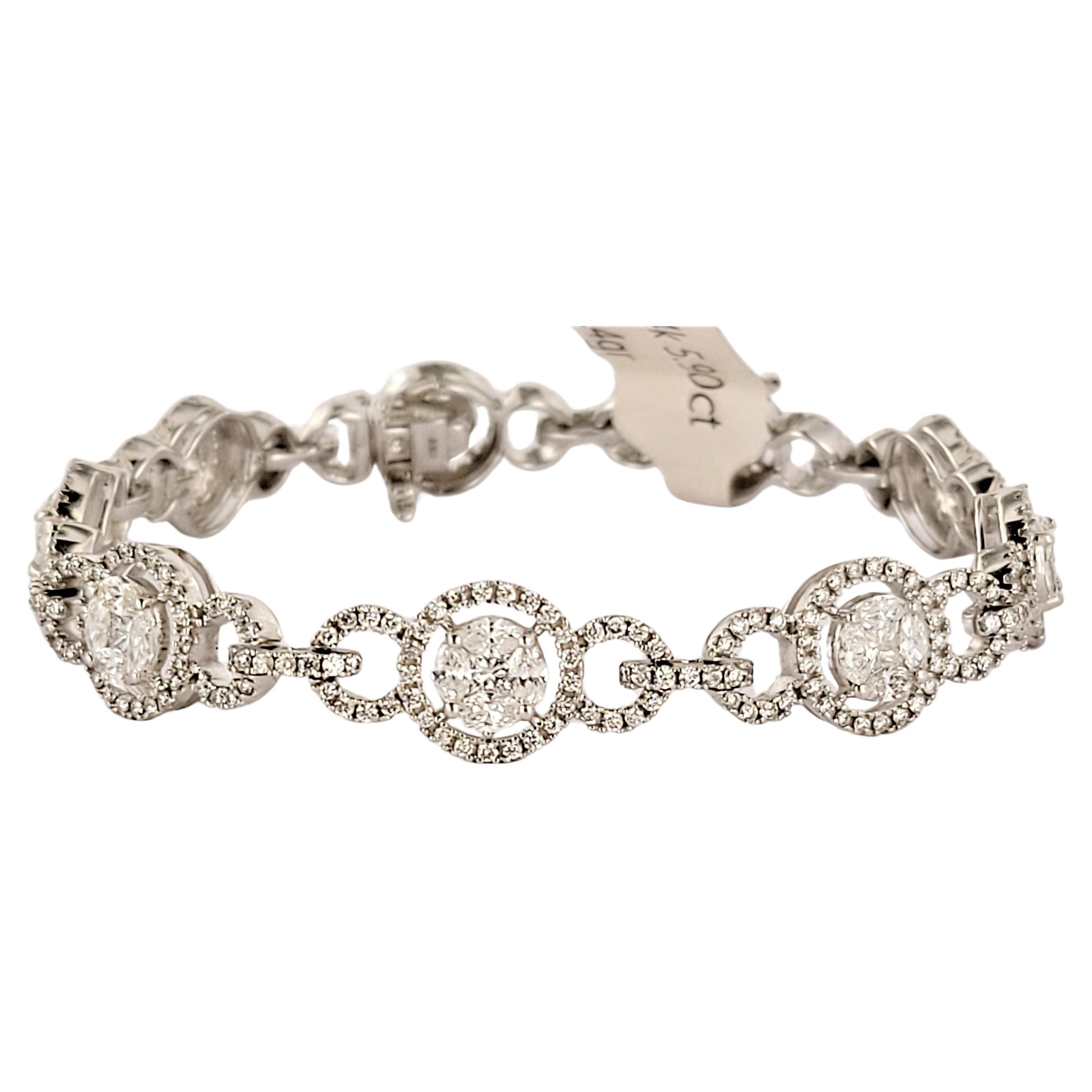 Hand Made Bracelet in 14K White Gold with Diamonds