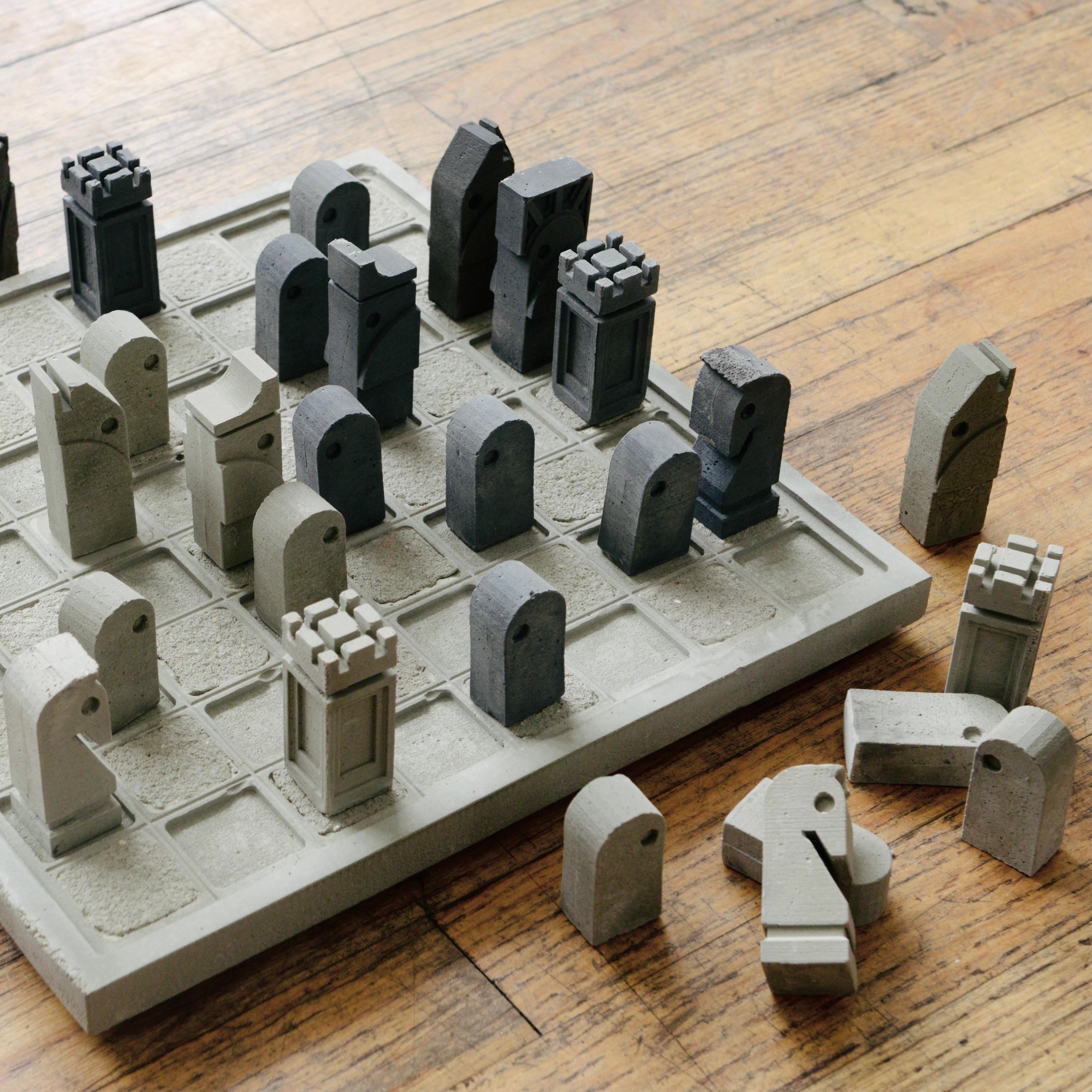 Hand-Crafted Hand Made Brutalist Chess Set by Jordy Virguetti