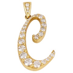 Hand Made "C" Letter in 14K yellow Gold  with Diamonds