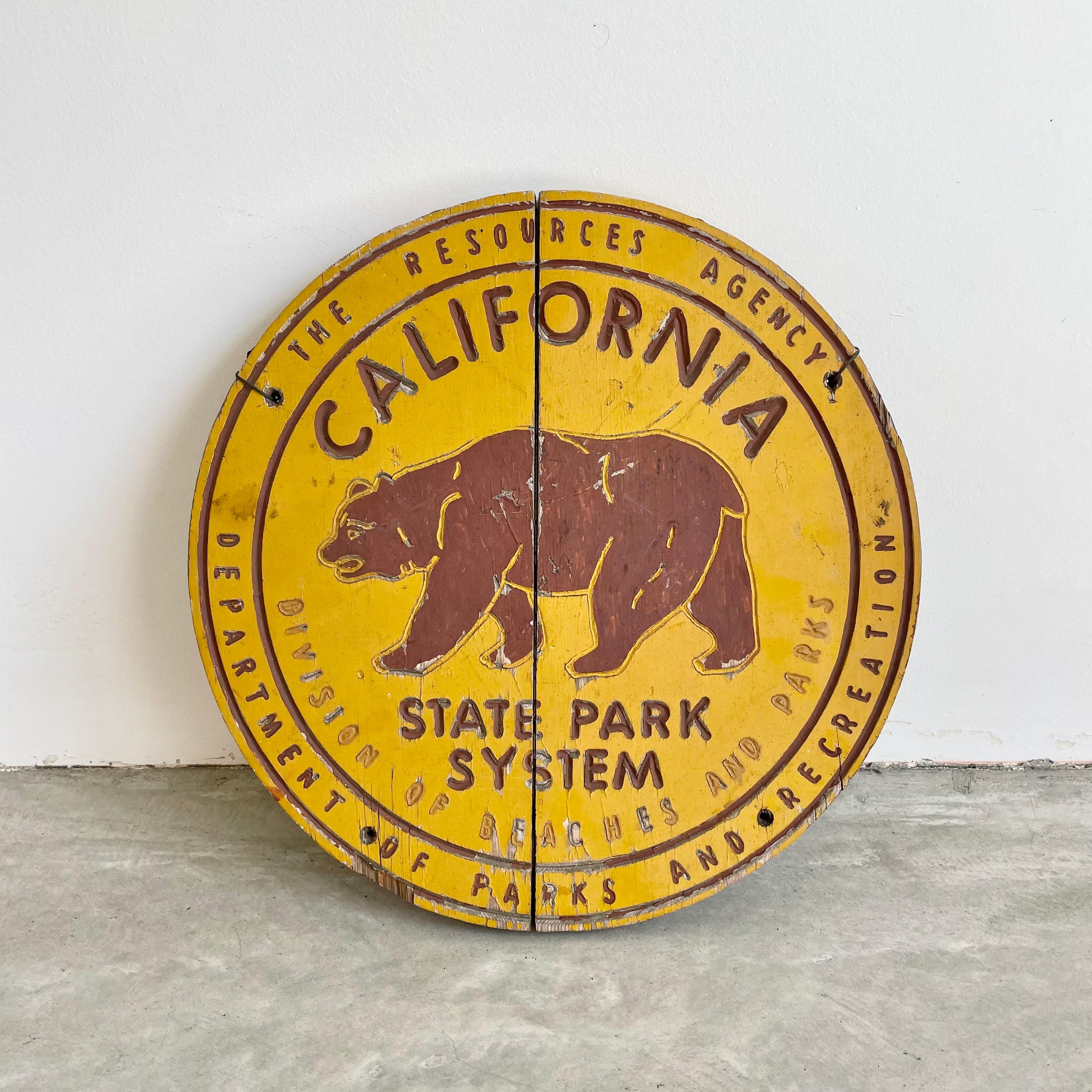 Américain Panneau en bois fait à la main pour le système des parcs de l'État de Californie, vers les années 1970 en vente