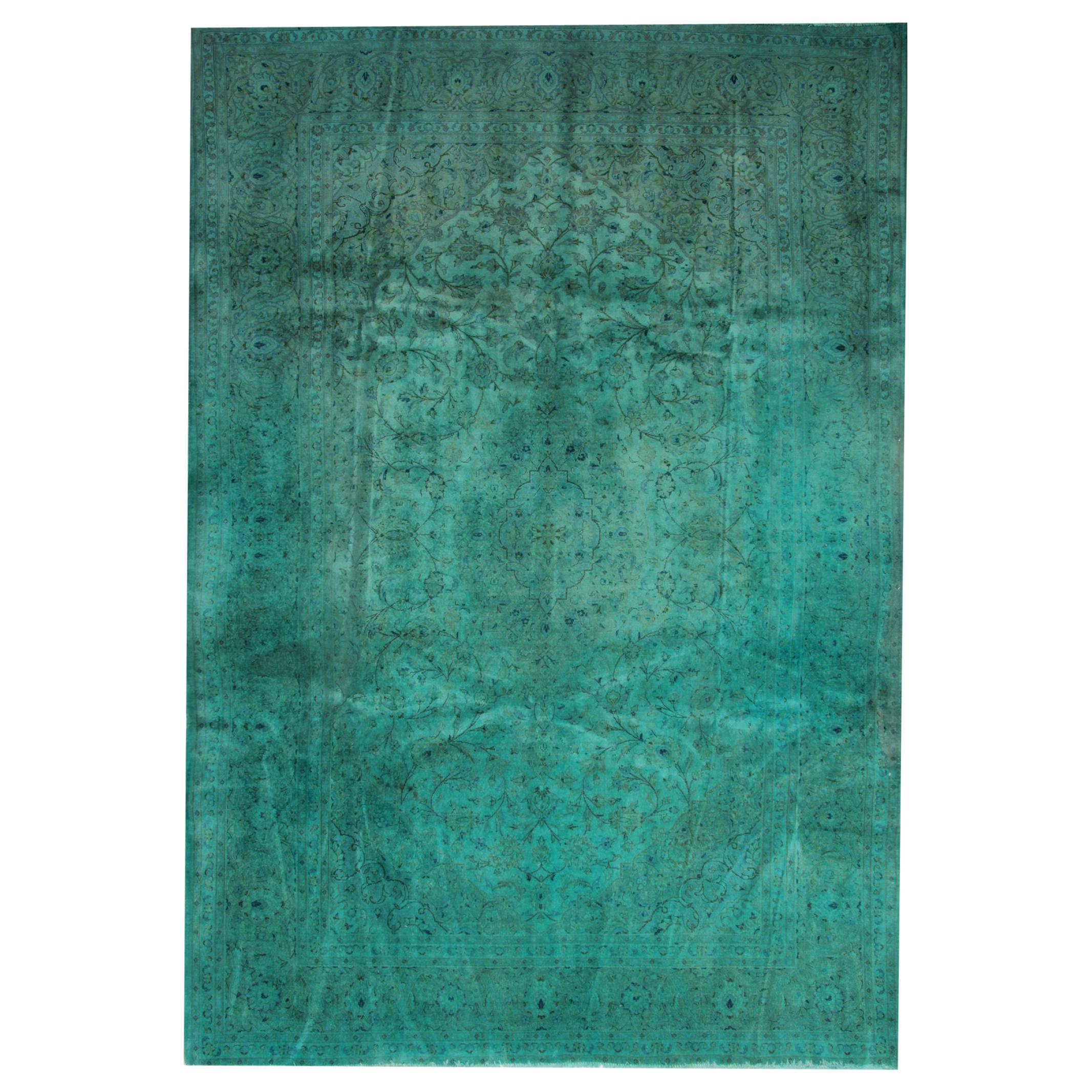 Handgefertigter Teppich, orientalischer Teppich übergefärbte blaue Vintage-Teppiche im Angebot