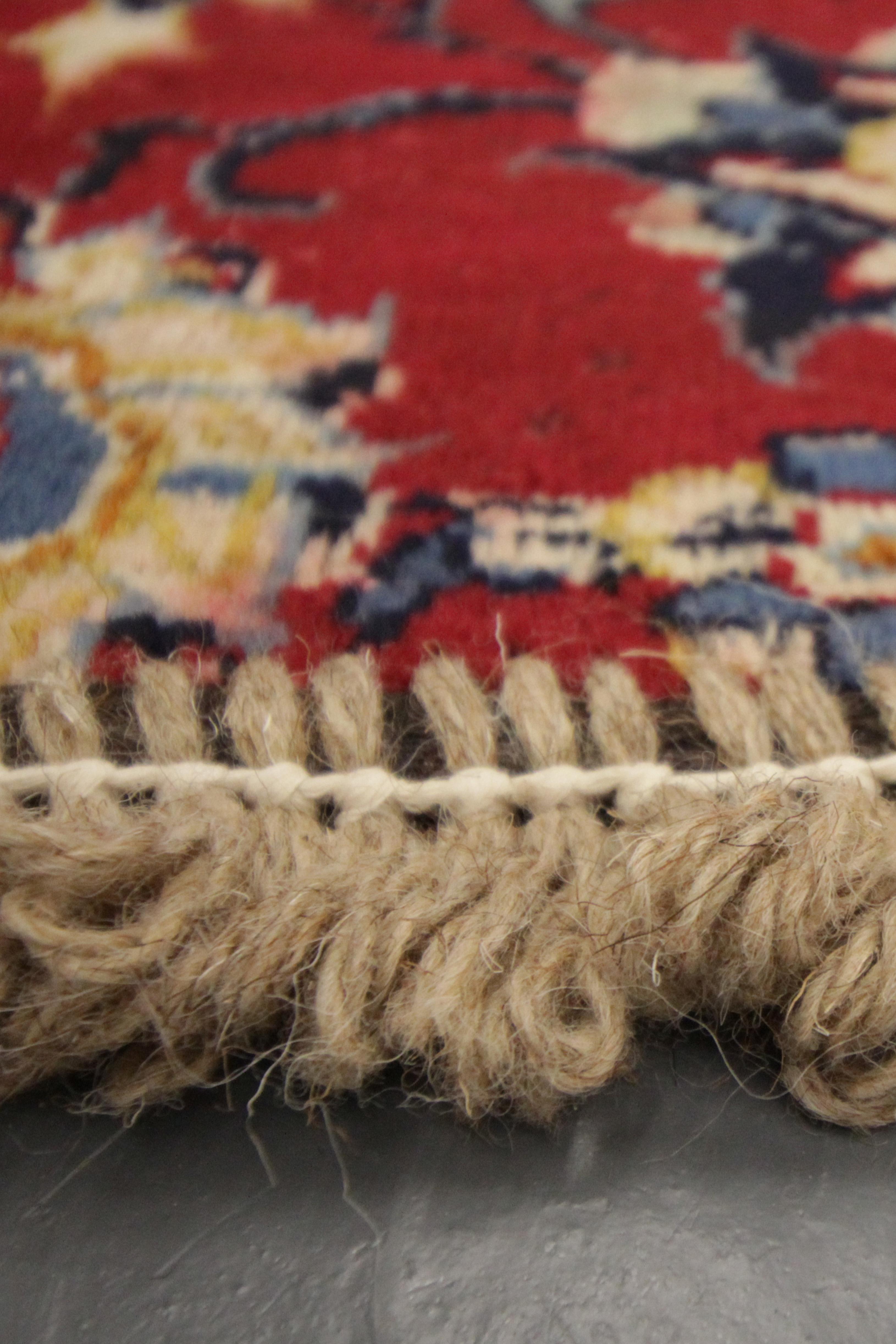 Handmade Carpet Semicircle Entrance Way Mat, Vintage Oriental Rug Door Mat In Excellent Condition In Hampshire, GB