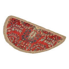 Handmade Carpet, Semicircle Entrance Way Mat Vintage Oriental Rug Door Mat