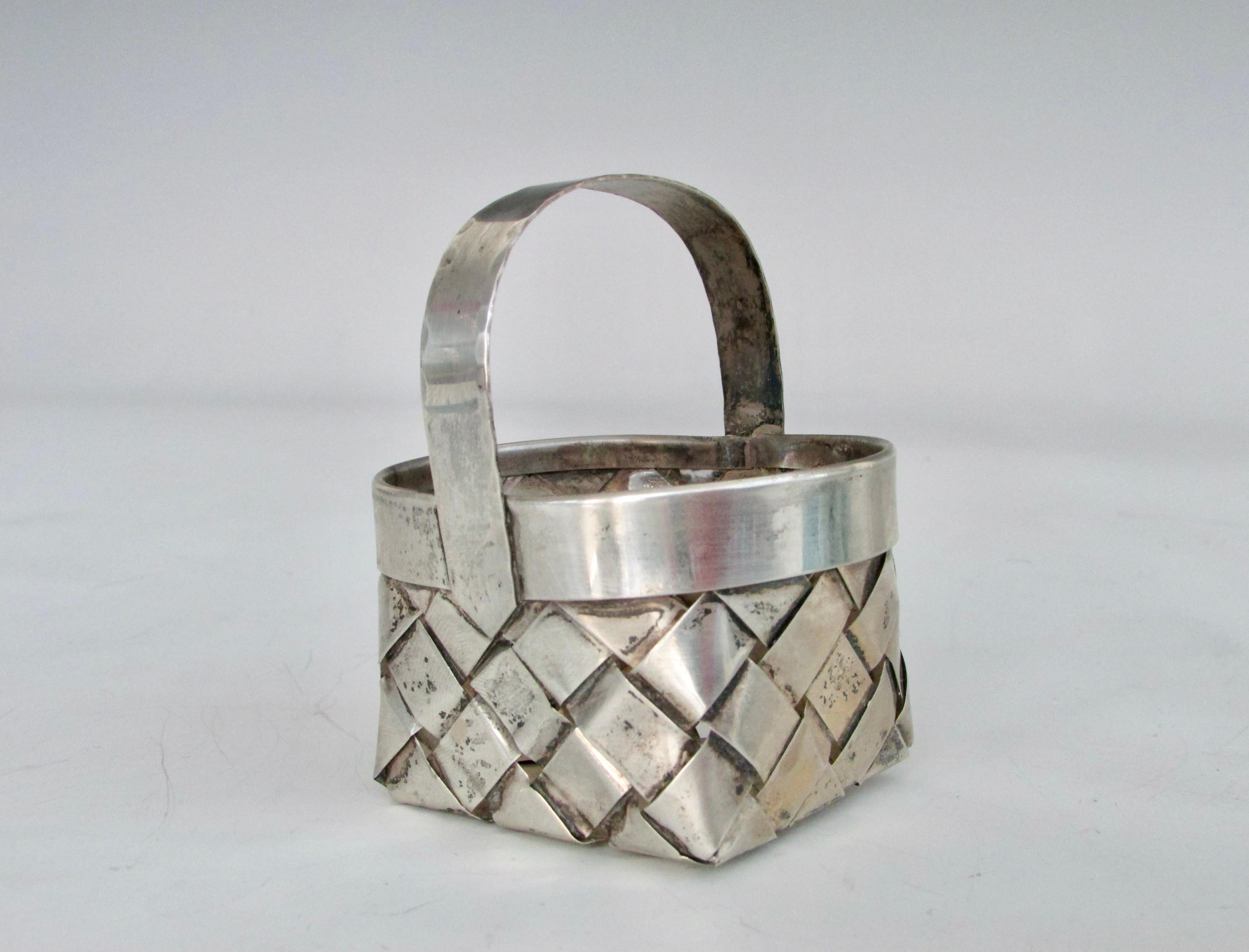 Hand Made Cartier Woven Sterling Silver Basket 3