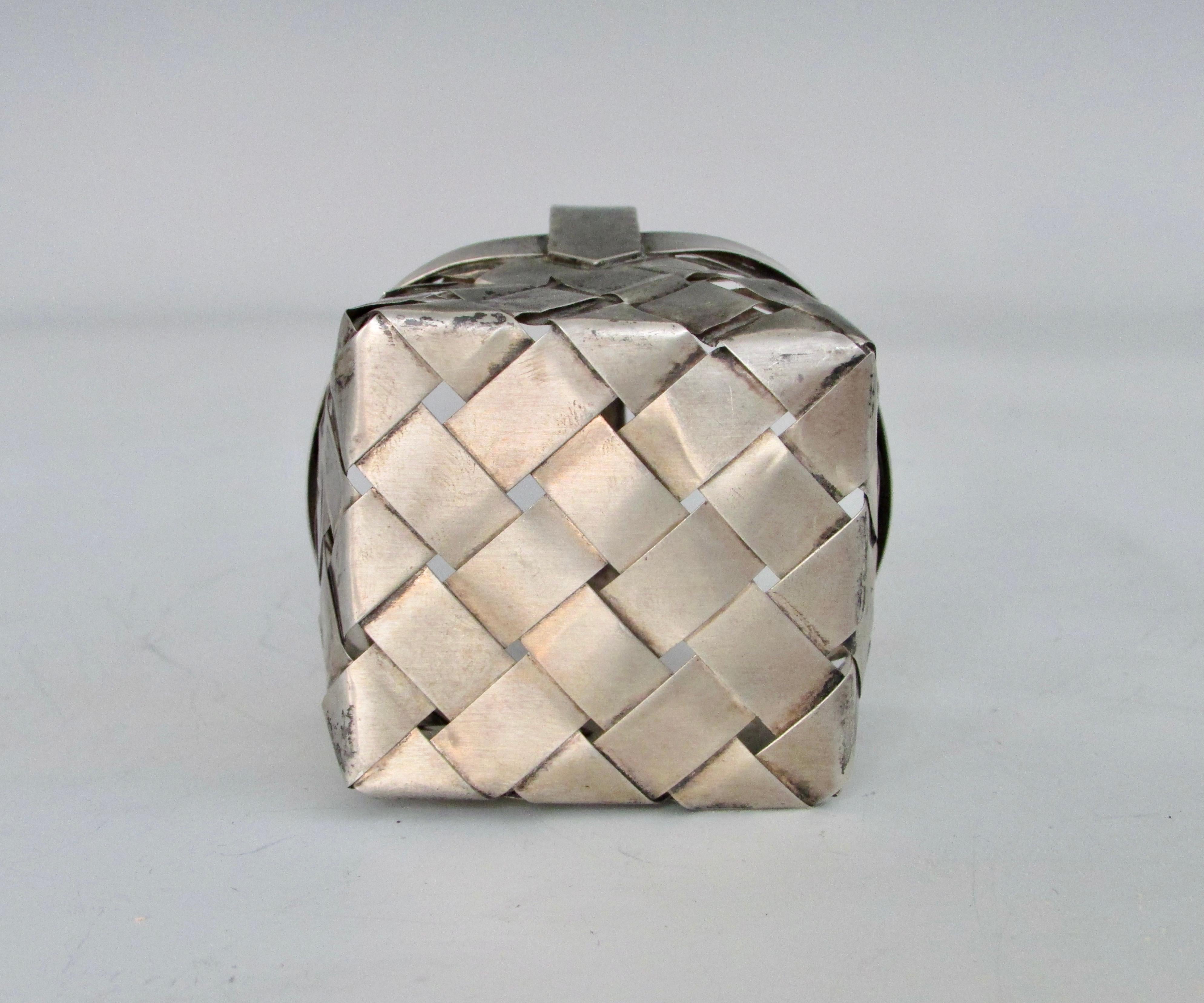 Hand Made Cartier Woven Sterling Silver Basket 4