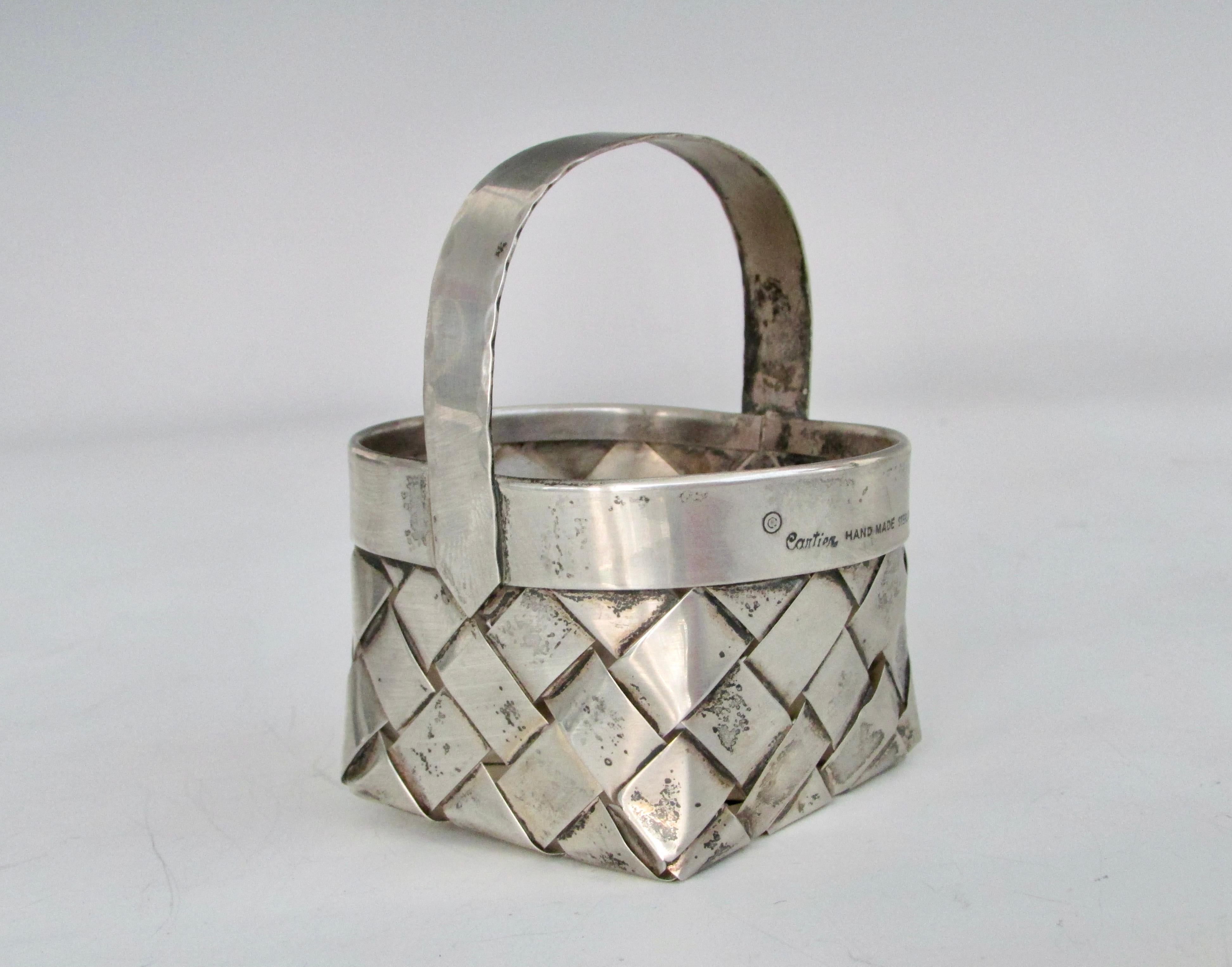 Hand Made Cartier Woven Sterling Silver Basket 1