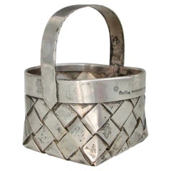 Hand Made Cartier Woven Sterling Silver Basket