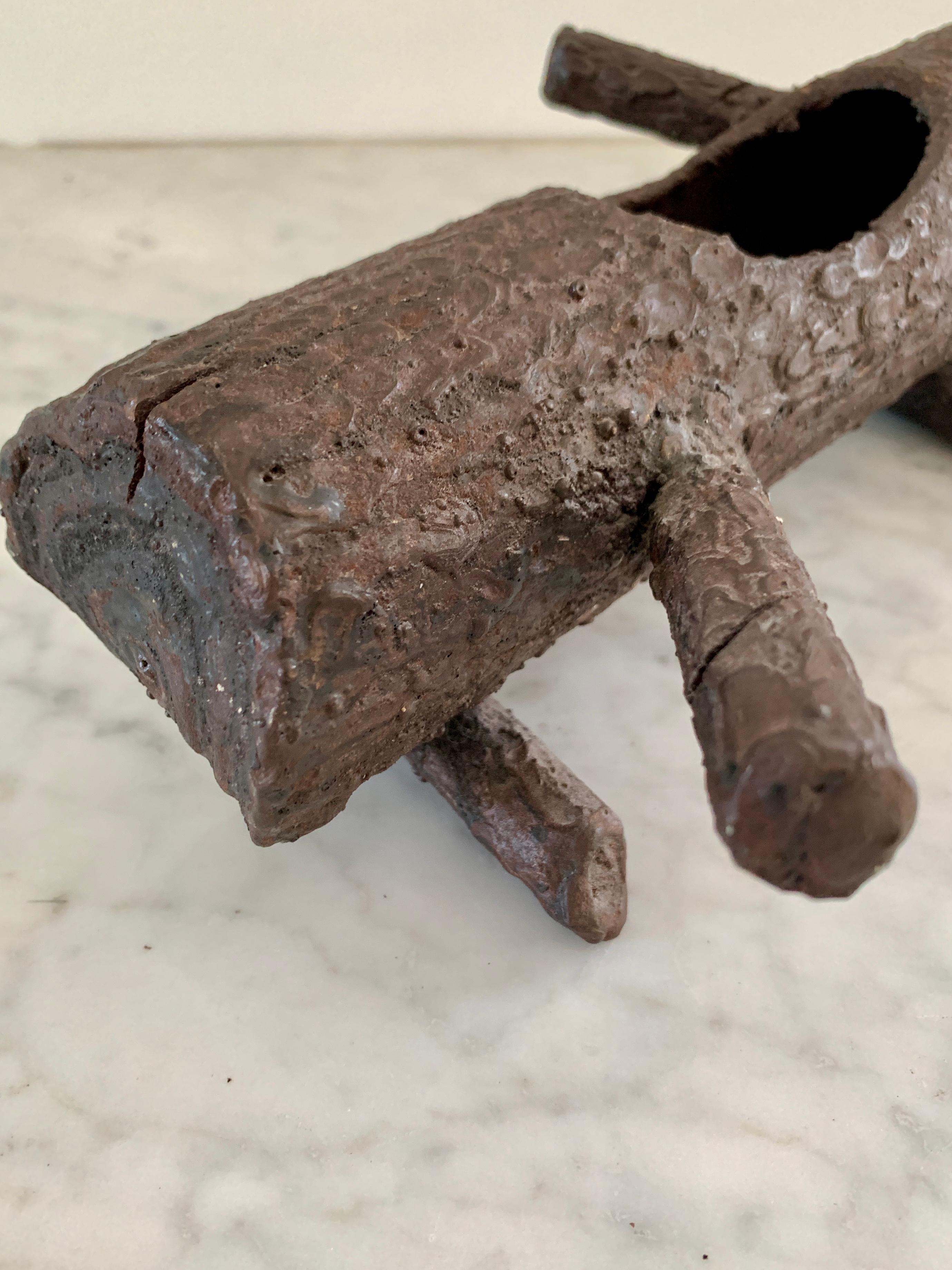 Hand Made Cast Iron Trompe l'Oeil Faux Bois Log Planter For Sale 5