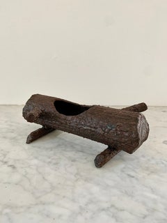 Hand Made Cast Iron Trompe l'Oeil Faux Bois Log Planter