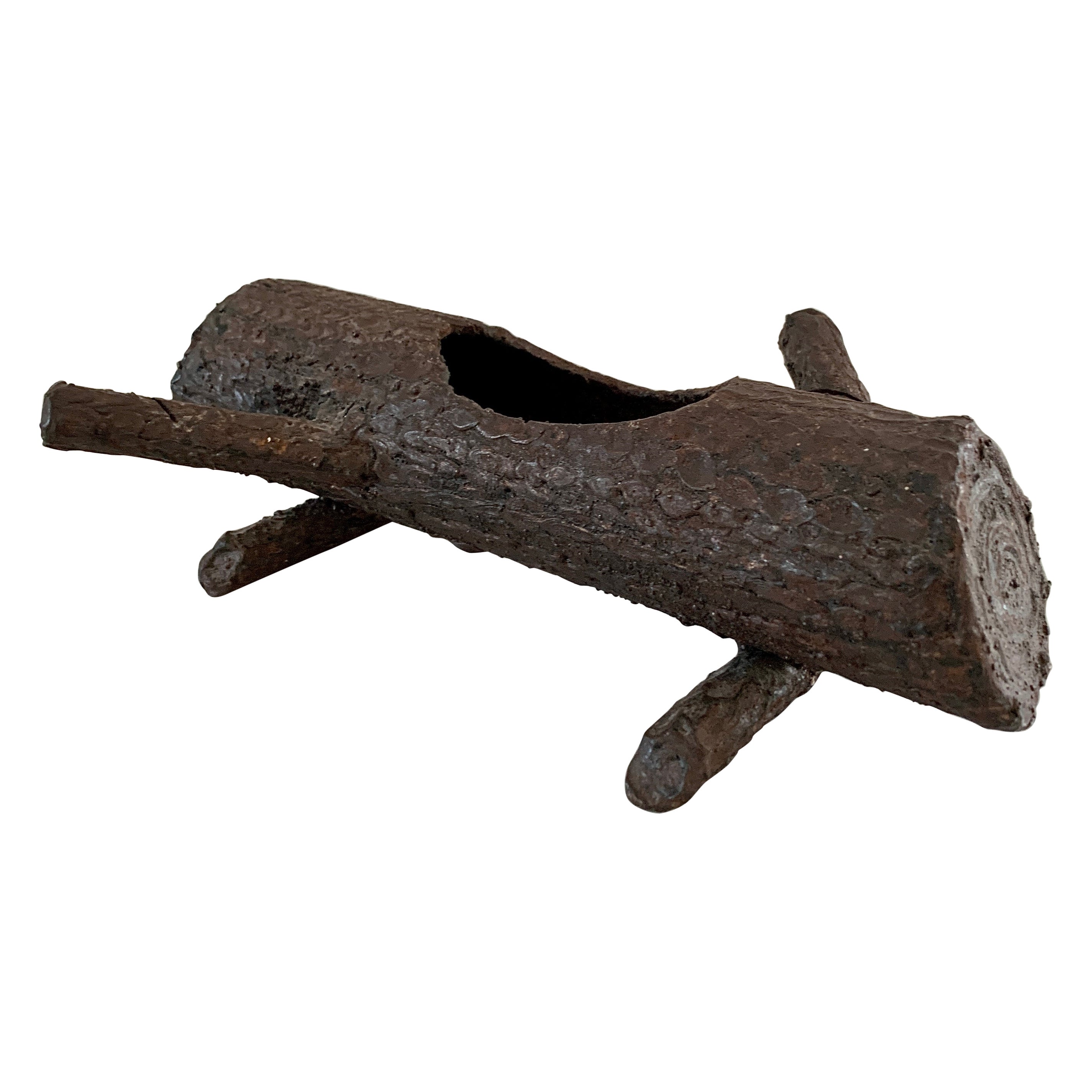 Hand Made Jardinera de tronco de hierro fundido Trompe l'Oeil Faux Bois en venta