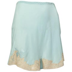 Hand Made Celadon Georgette and Lace Tap Panties with Bow Detail, Saks–S, 1940s