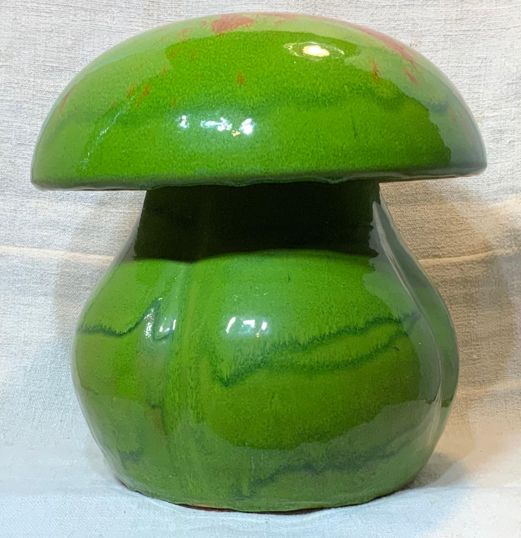 Handmade Center Piece Glazed Ceramic Mushroom In Good Condition In Delray Beach, FL