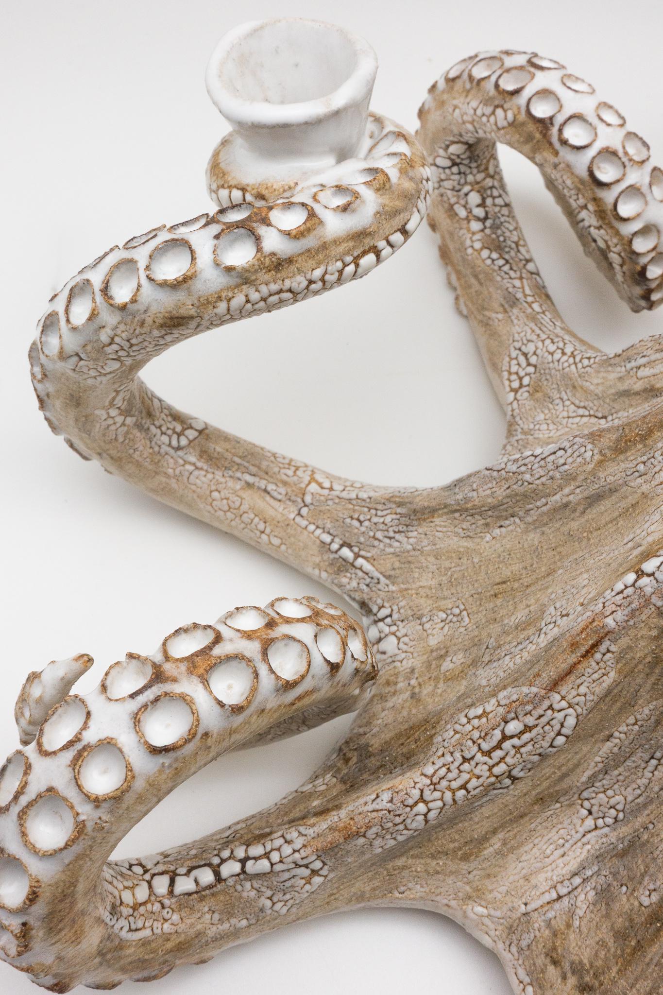 Organic Modern Handmade Ceramic Octopus Candelabra