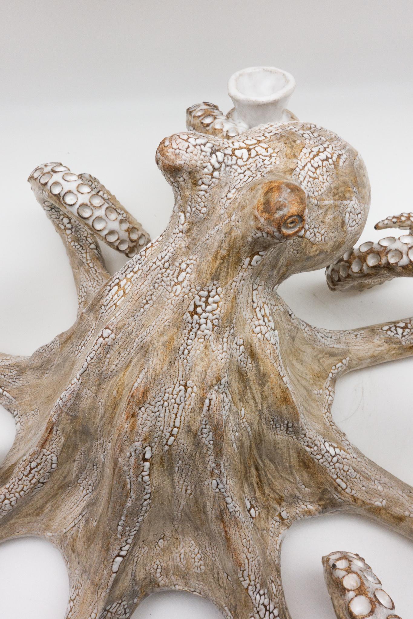 American Handmade Ceramic Octopus Candelabra