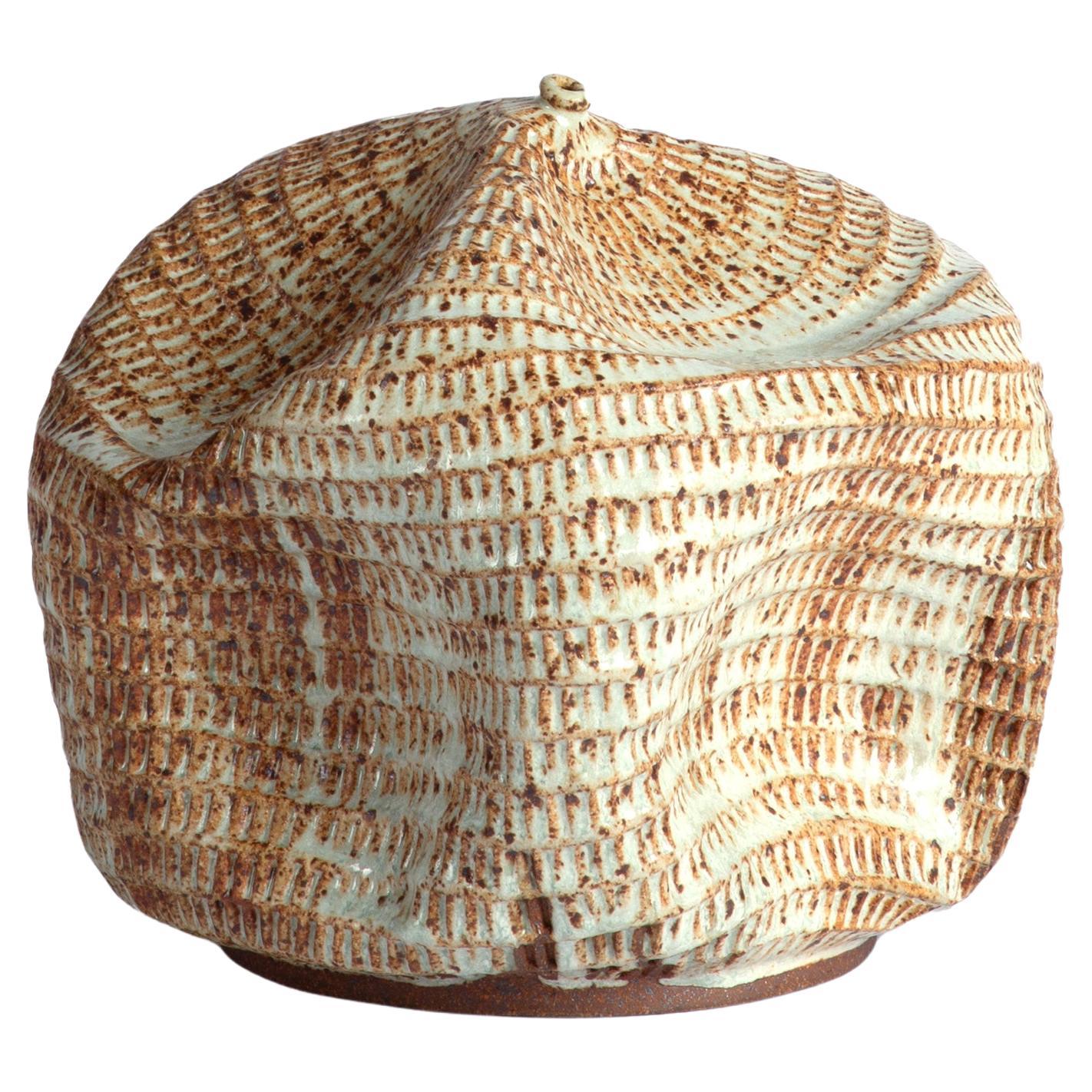8"x10" One-of-a-Kind Wabi-Sabi Organic Textured Ceramic Art Vessel by Skoby Joe For Sale