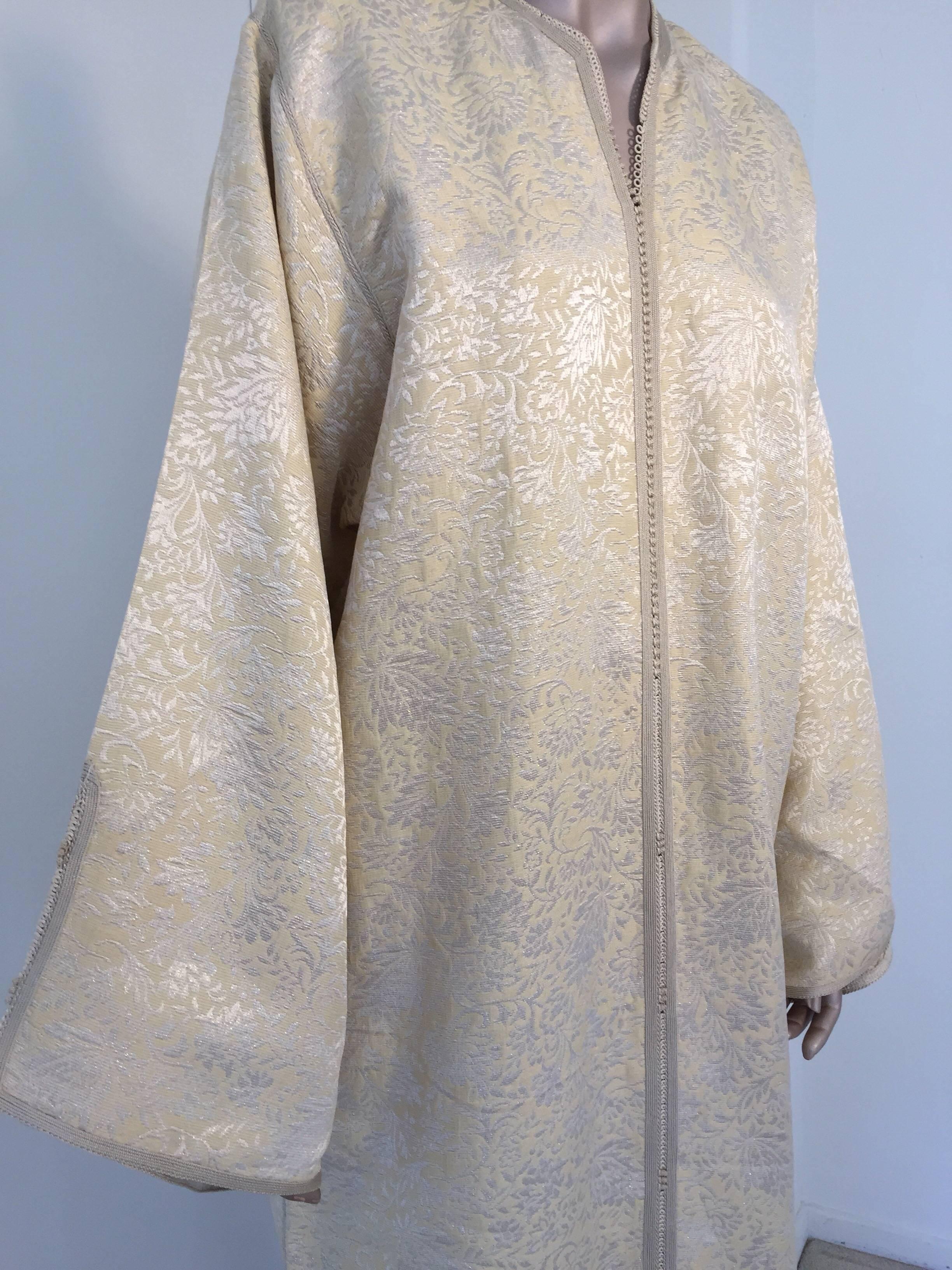 Hand-Crafted Moroccan Caftan from North Africa, Morocco, Vintage Gold Kaftan, 1970