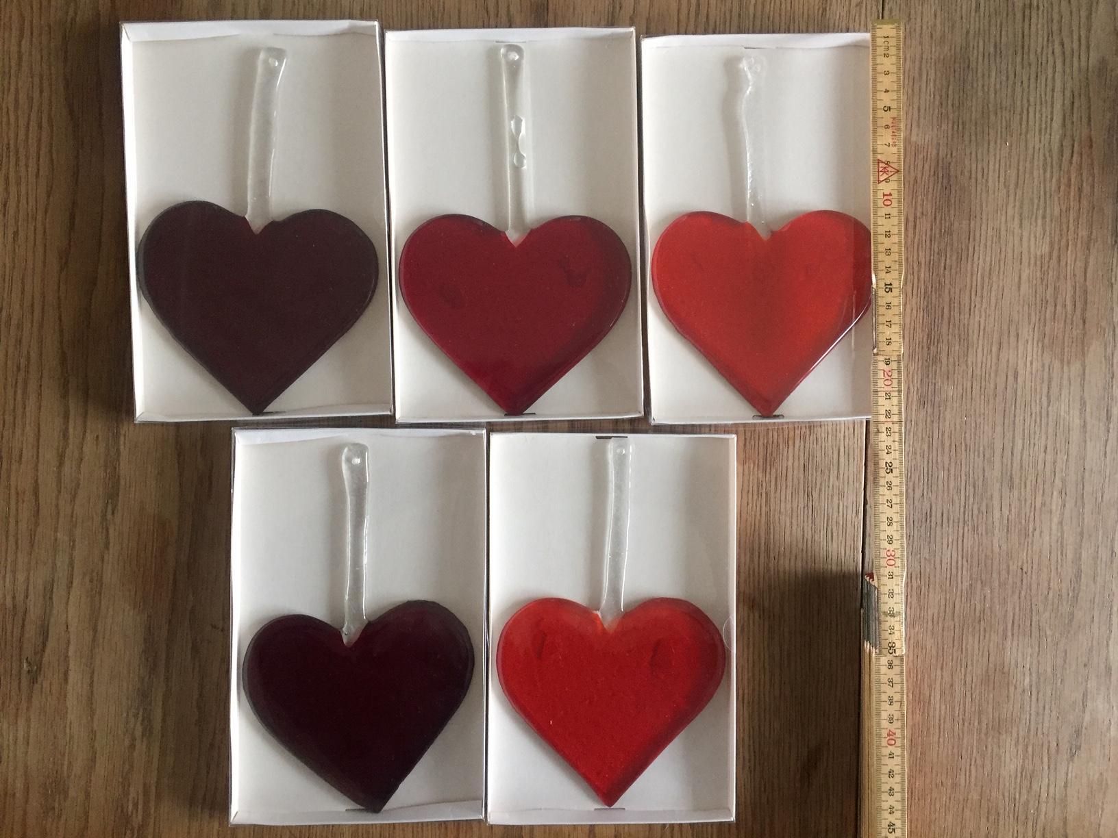 Contemporary Handmade Christmas Glass Heart Ornaments from Denmark