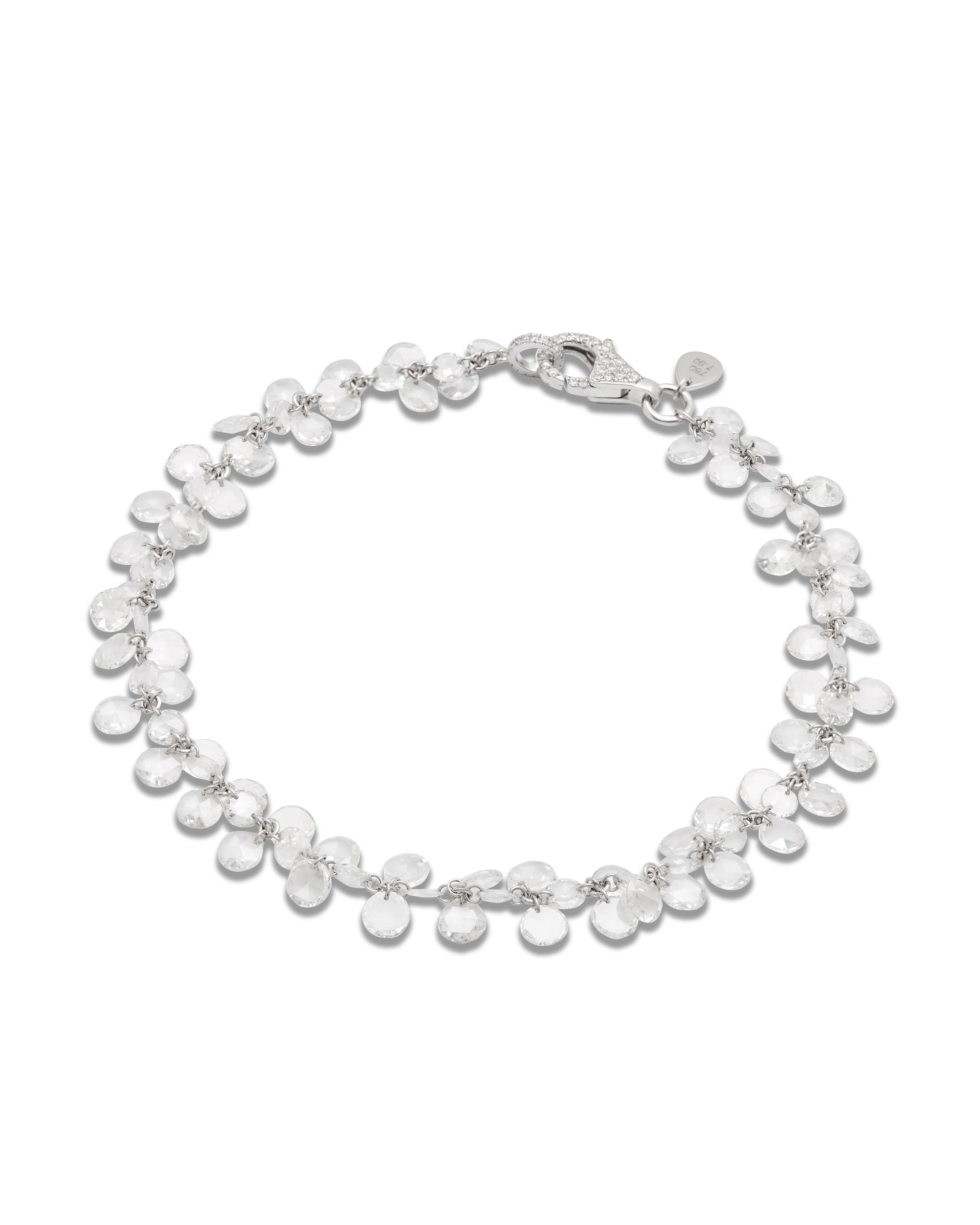 Bracelet circulaire en diamants taillé à plat fait à la main Excellent état - En vente à Addlestone, GB
