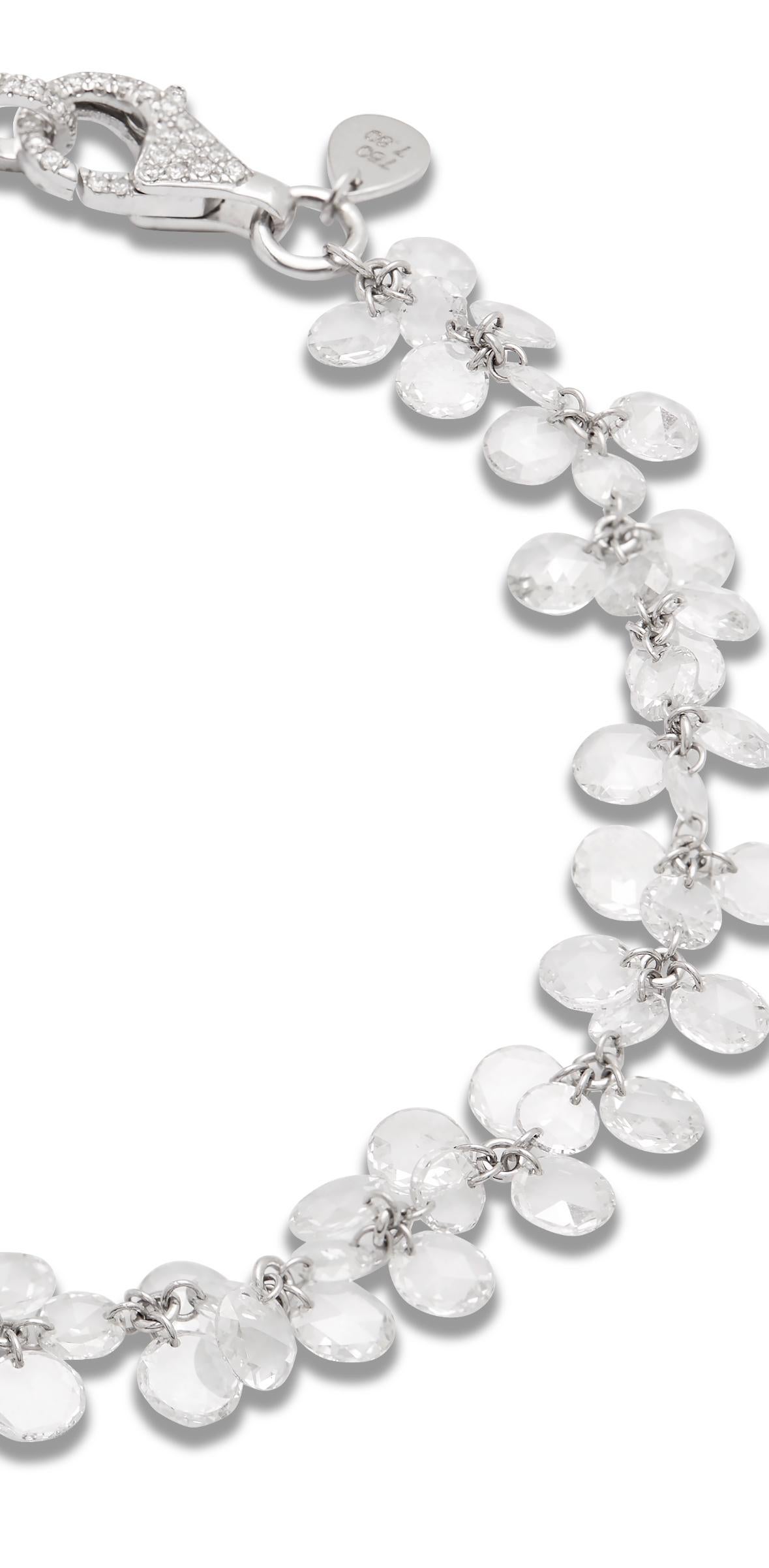 Bracelet circulaire en diamants taillé à plat fait à la main en vente 1