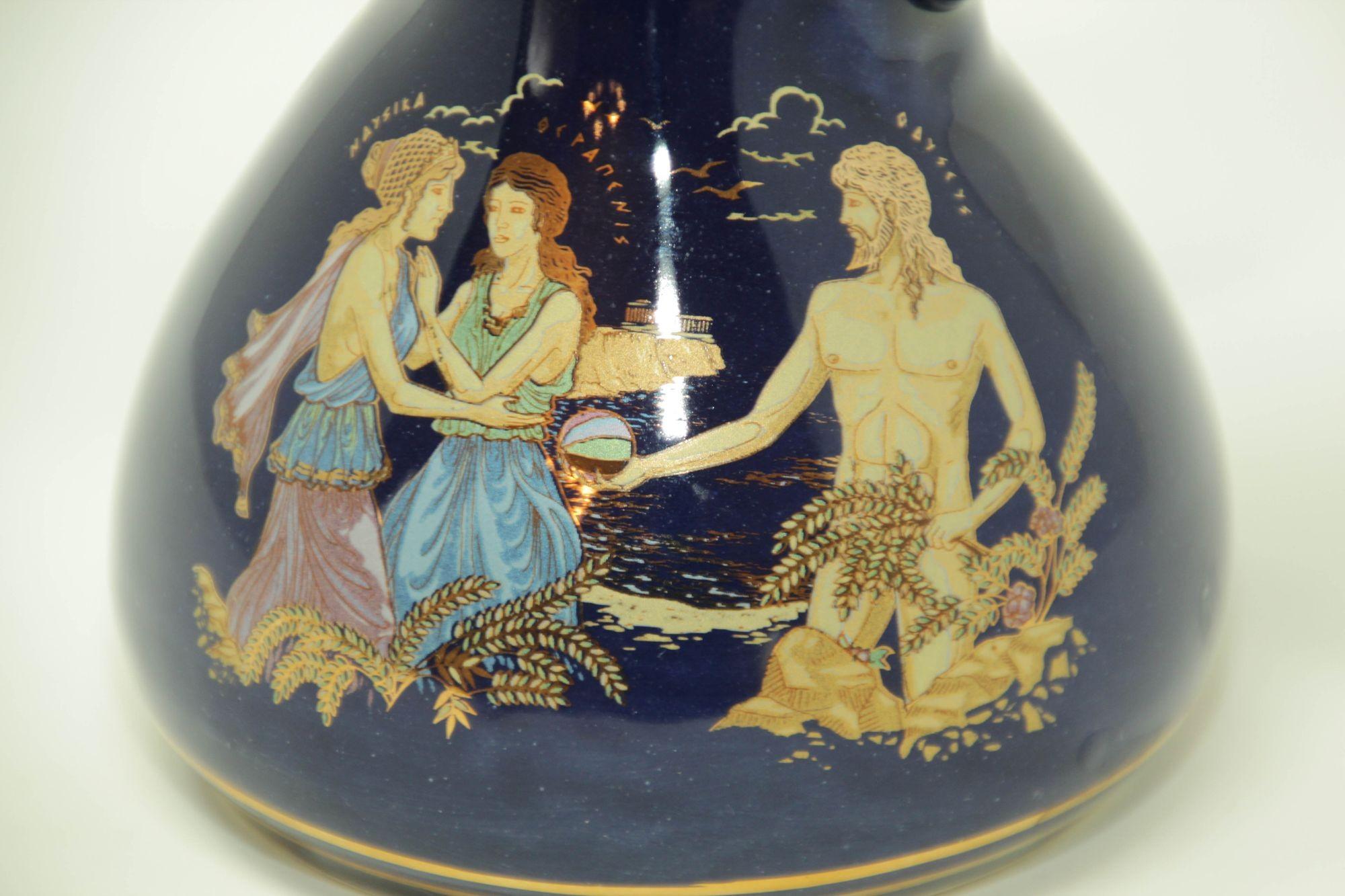 Porcelain Handmade Collector Candle Holder 24k Gold Greece For Sale