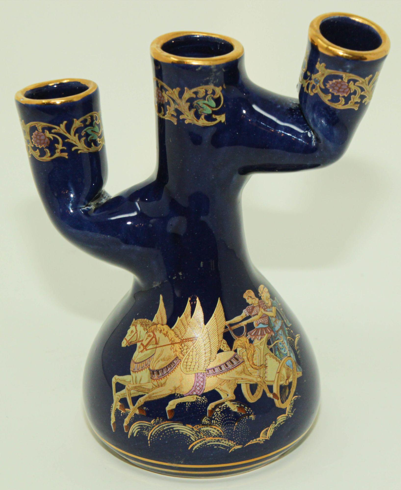 Handgefertigter Sammler-Kerzenhalter aus 24-karätigem Gold Griechenland (Porzellan) im Angebot