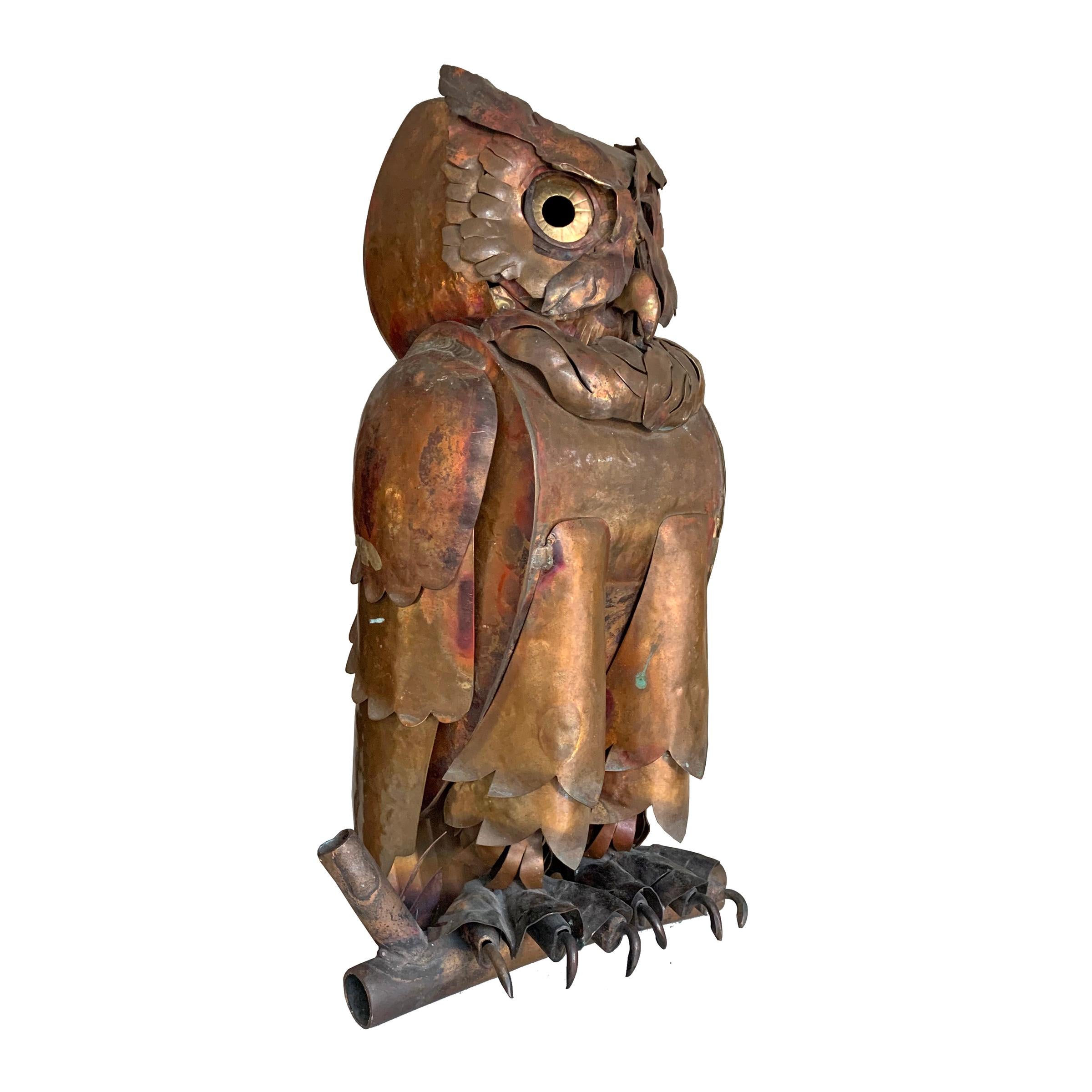copper owl statue