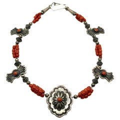 Hand Made Coral & Silver Necklace
