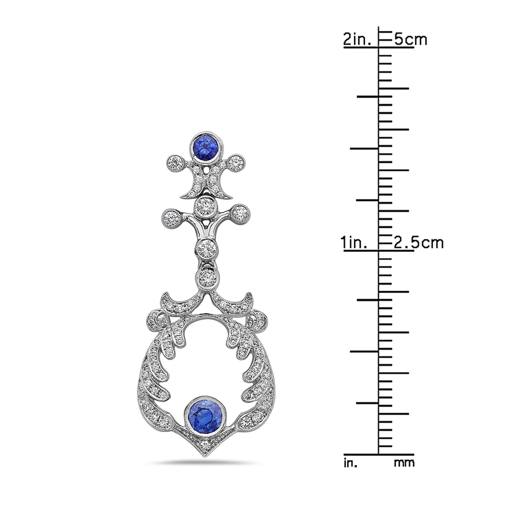 Modern Emilio Jewelry Handmade Diamond Sapphire Earrings
