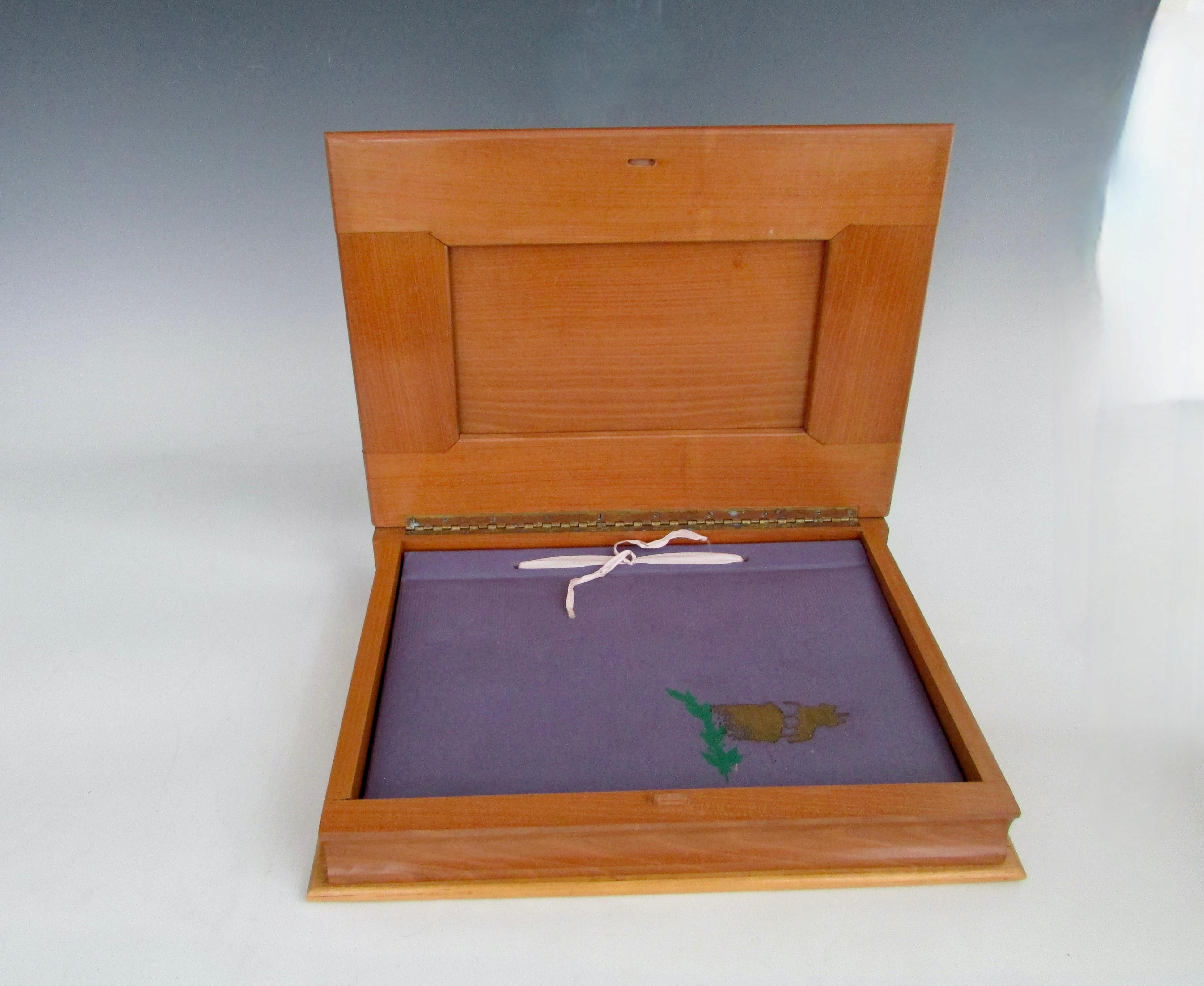 20th Century Hand Made Dovetailed Pyrography and Inlaid Lid Keepsake Box with Photo Album For Sale