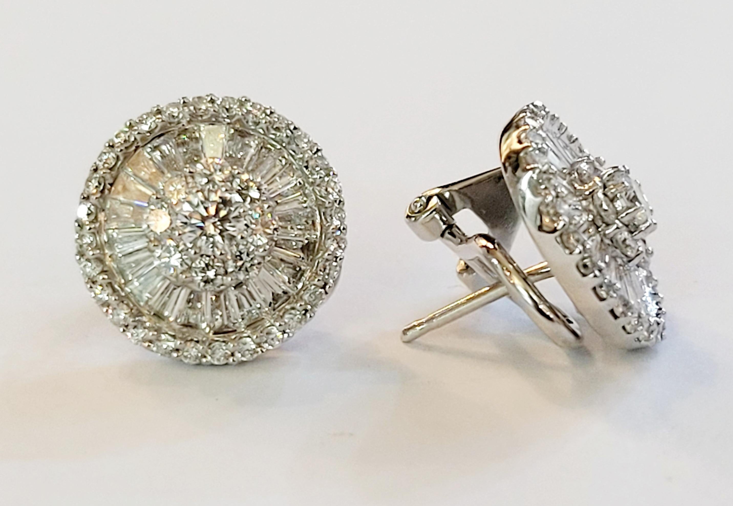 Women's Hand-Made Earrings 14K White Gold with Diamonds 3.9ct For Sale