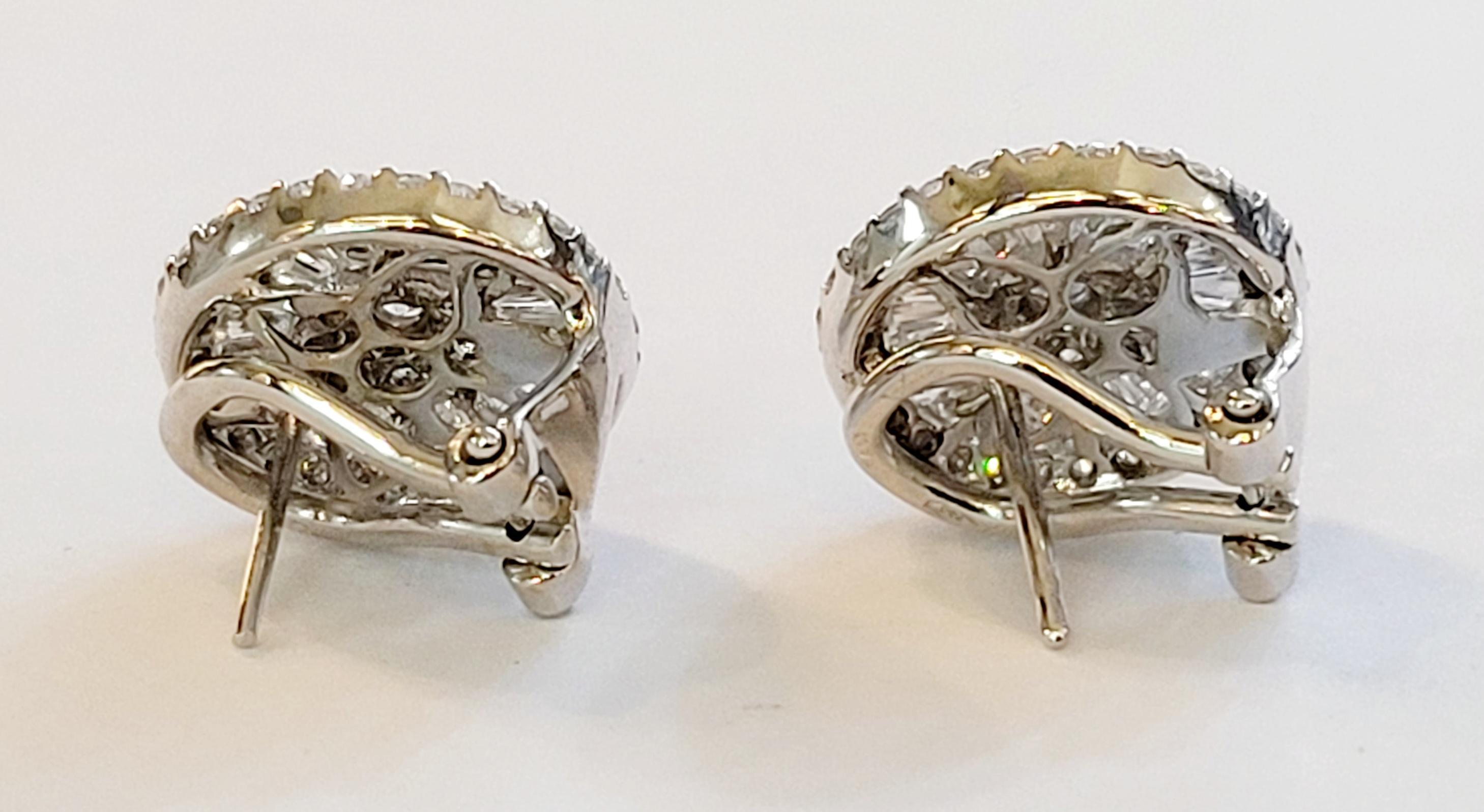Hand-Made Earrings 14K White Gold with Diamonds 3.9ct For Sale 1