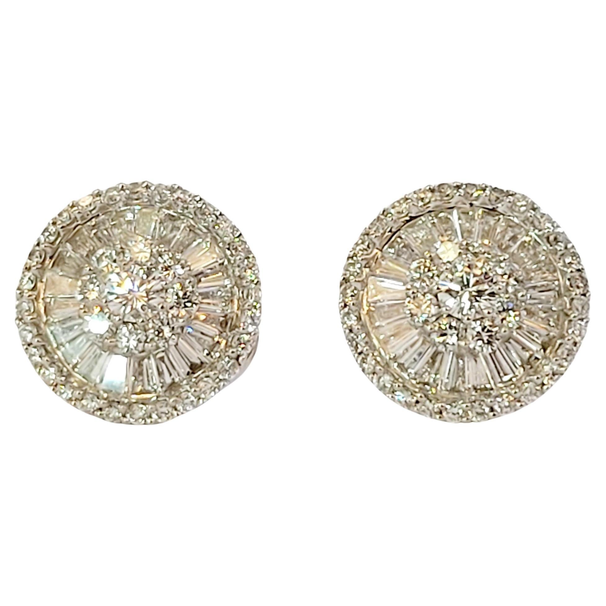 Hand-Made Earrings 14K White Gold with Diamonds 3.9ct