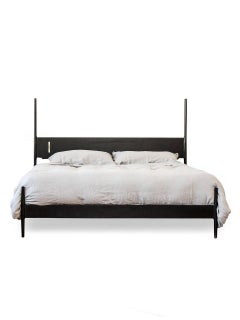 Hand made Ebonized Oak and Brass Dansk Bed by Chris Earl