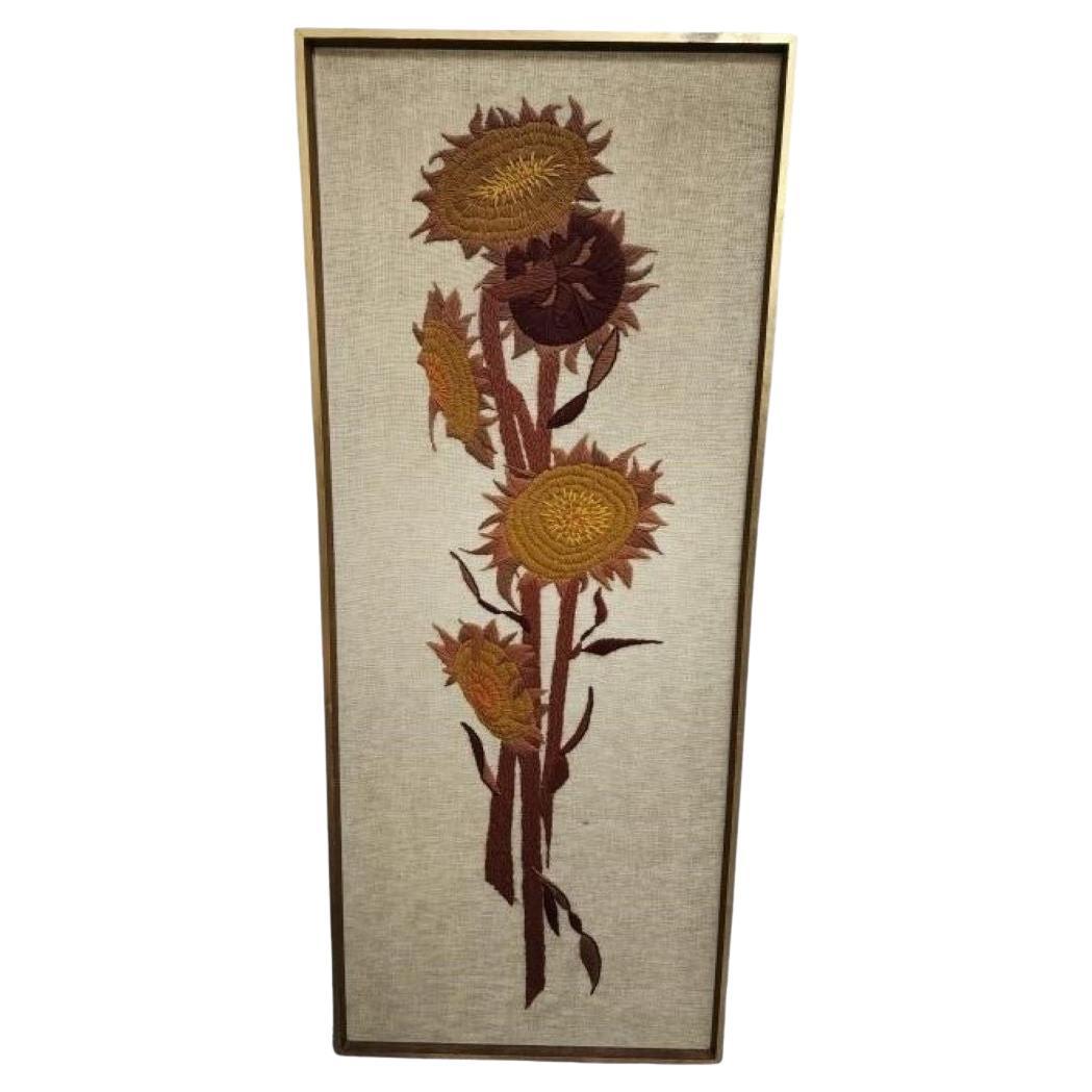 Hand Made Embroidered Sunflower Wall art Piece