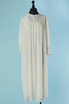 Hand-made embroidery deshabillé and night gown chiffon ensemble Circa 1930
