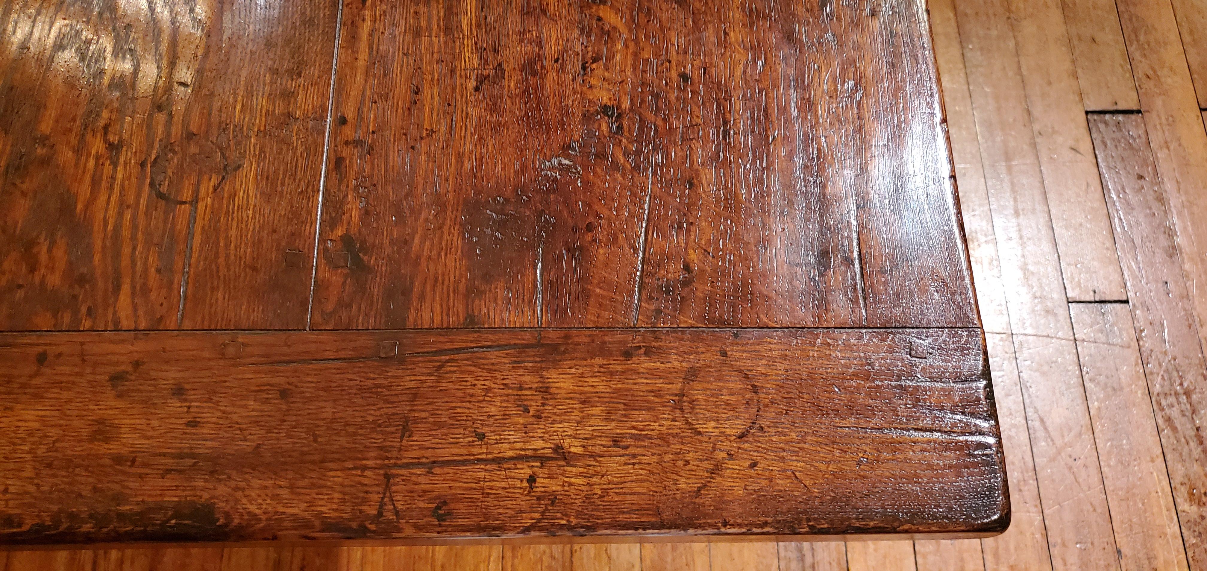 Handmade English Oak Trestle Dining Table In Good Condition In New Orleans, LA