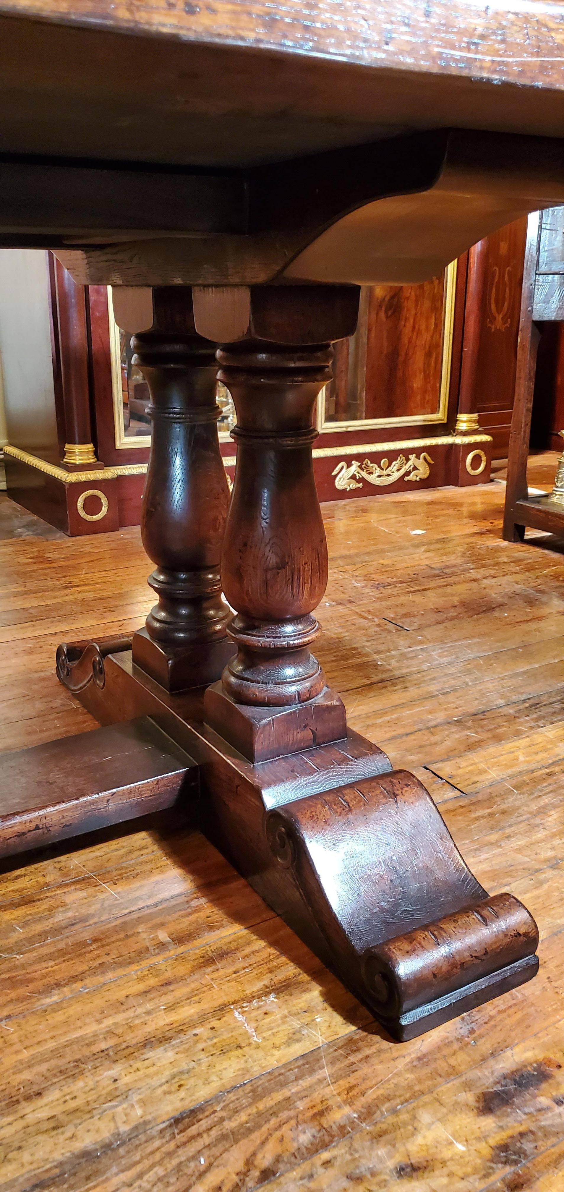 20th Century Handmade English Oak Trestle Dining Table