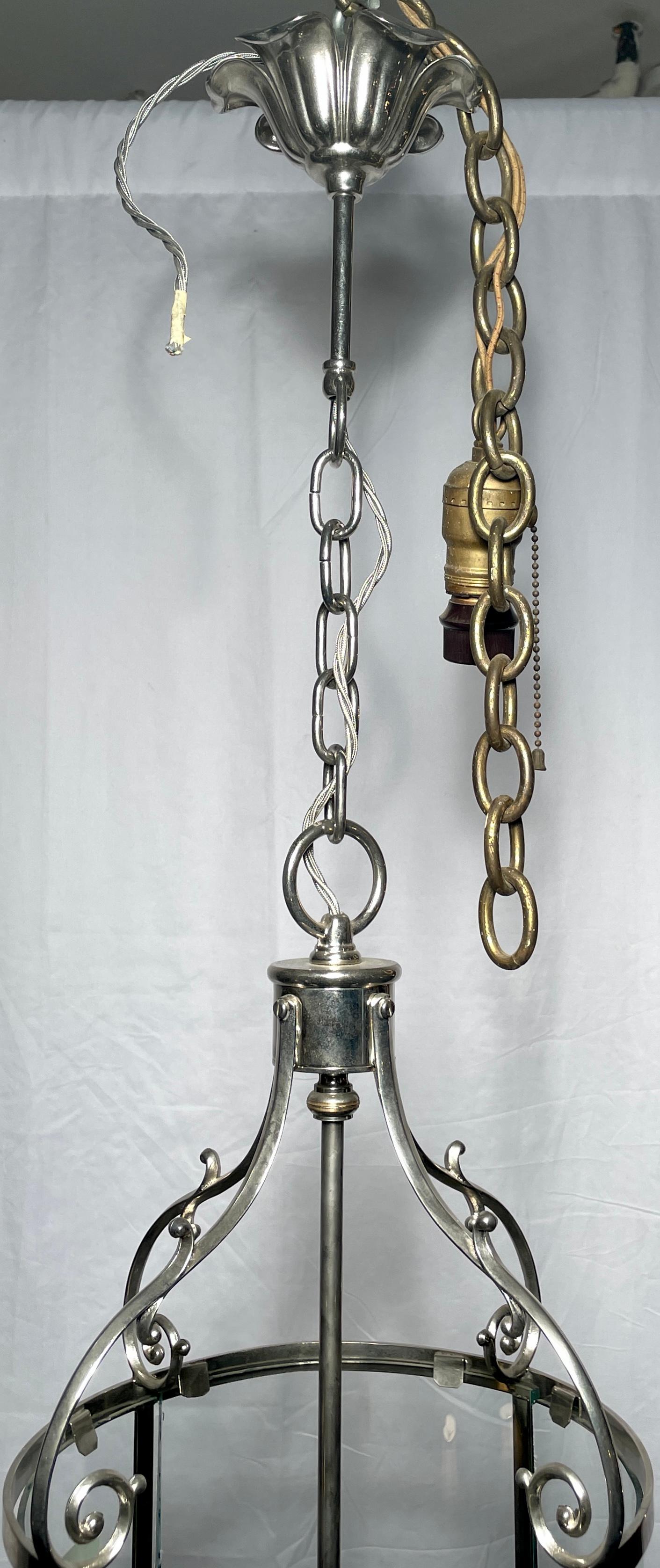 Hand-Made English Retro polished steel 4 light lantern.