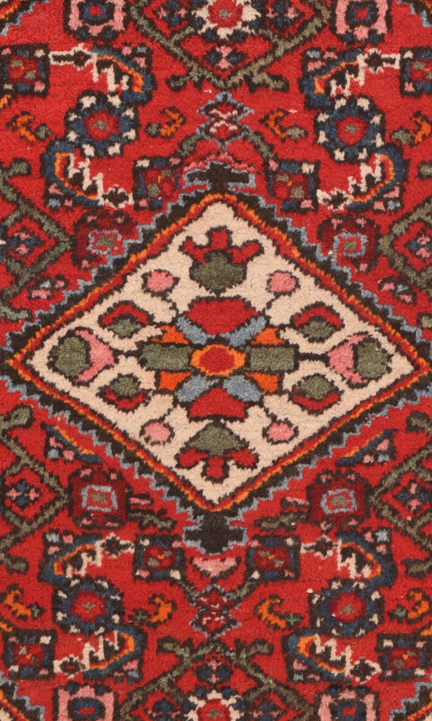 Hand-Knotted Vintage Persian Hamedan Mat