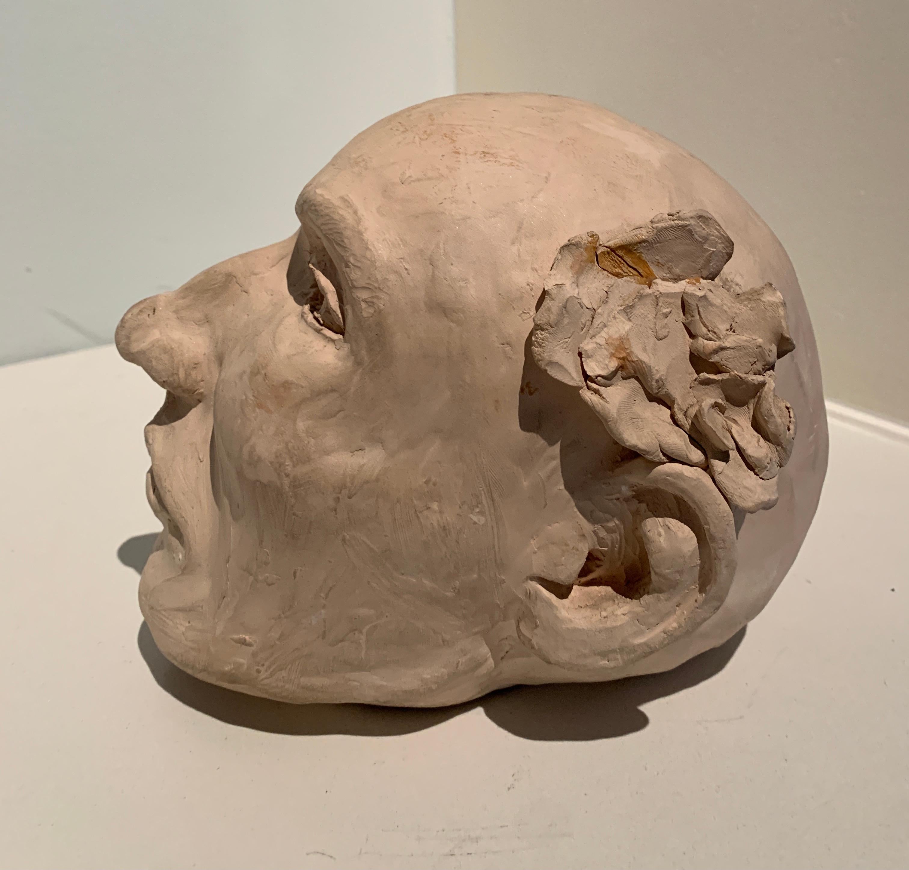 Hand Made Folk Art Pottery Skulptur eines Mannes Kopf im Angebot 3