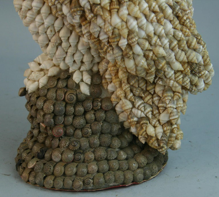 Hand Made Folk Art Shell Owl Sculpture For Sale 5