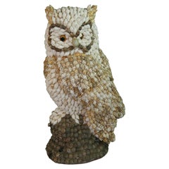 Hand Made Folk Art Shell Owl Sculpture
