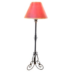 Hand made Forged Iron Floor Lamp soft light w/ Shade Ambiance Antique Dealer LA