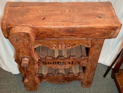 Hand-Made French Solid Oak Carpenter's Workbench / Wine Rack Marked "Bordeaux"